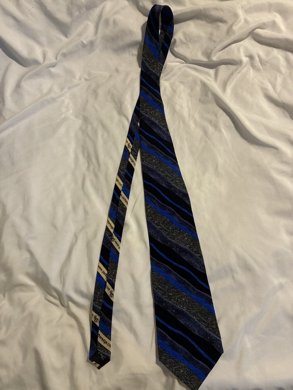 Parker Sage 100%silk Blue And Black Tie